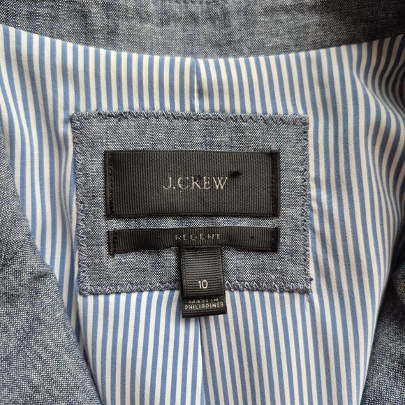 J.Crew REGENT Chambray Blazer Blue Ruffle 10 - Picture 2 of 15